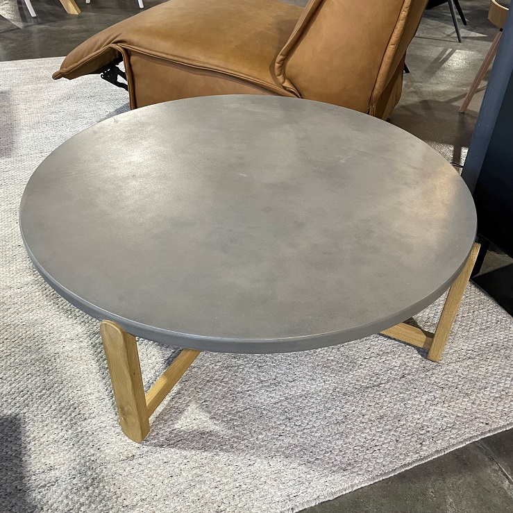 oval cement coffee table